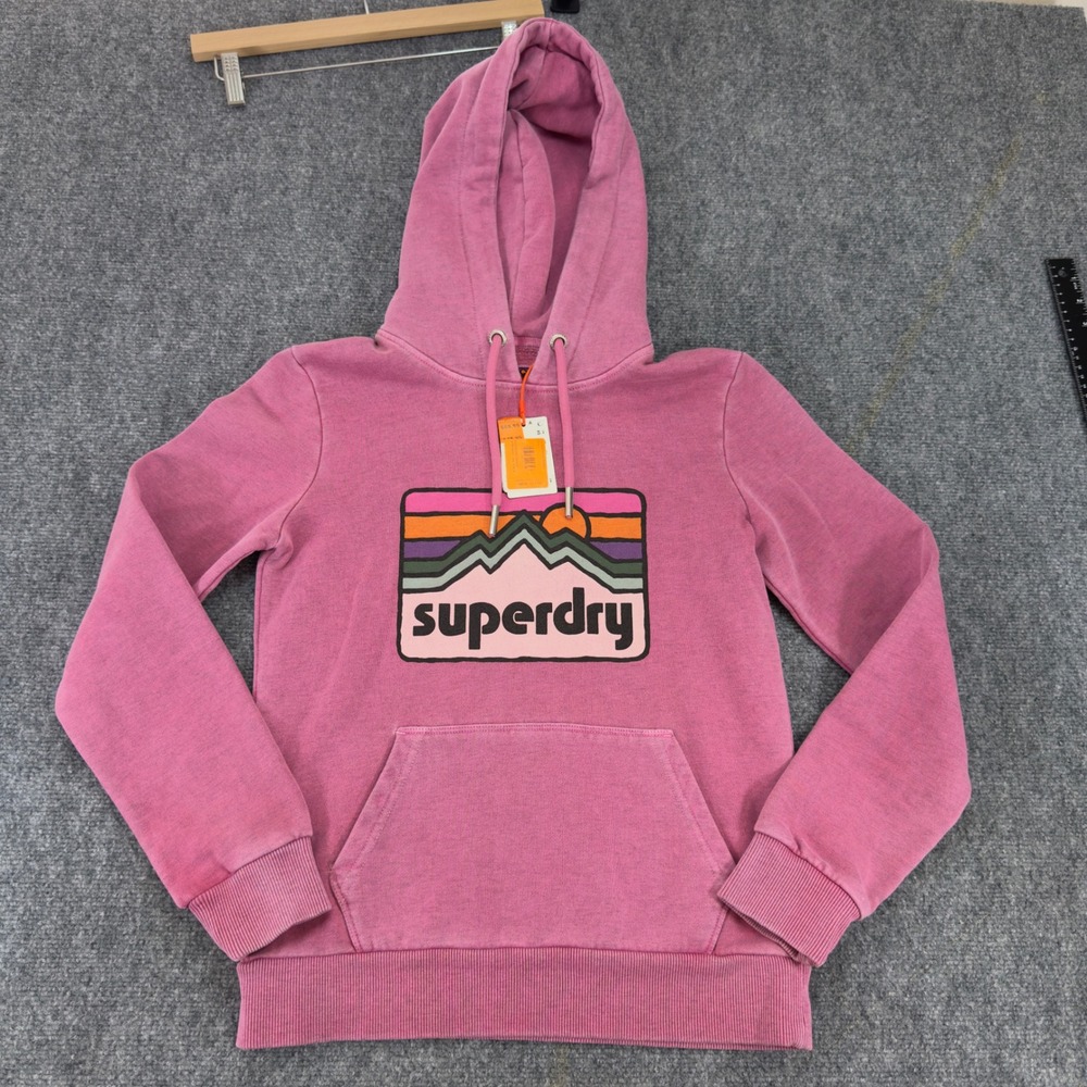 NWT Superdry Adventurewear Mountain Logo Hoodie Raspberry Pink Size 4